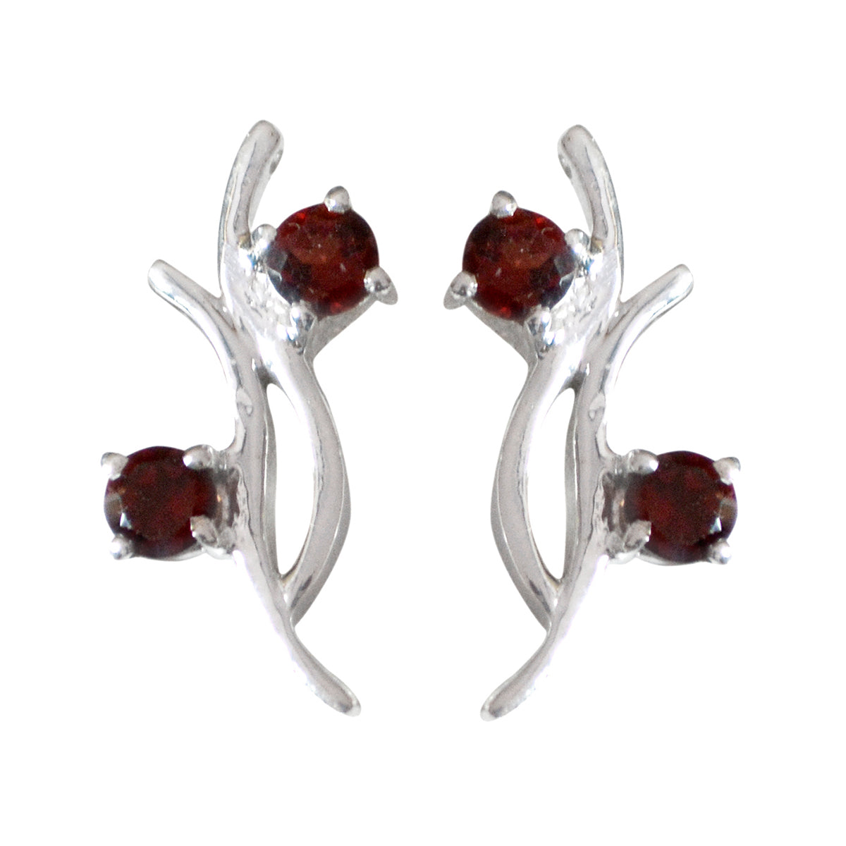 Garnet-Russian-Hye-jin-multiple-Stud-Red-925-Sterling-Silver-Earring
