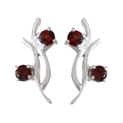 Garnet-Russian-Hye-jin-multiple-Stud-Red-925-Sterling-Silver-Earring