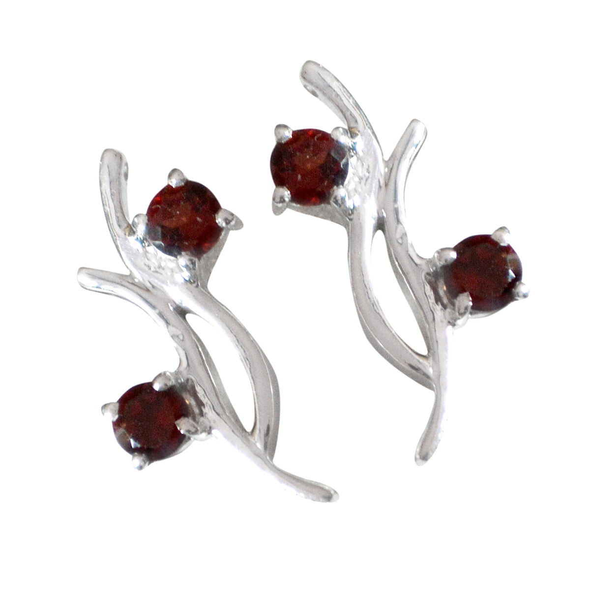 Garnet-Russian-Hye-jin-multiple-Stud-Red-925-Sterling-Silver-Earring