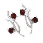 Garnet-Russian-Hye-jin-multiple-Stud-Red-925-Sterling-Silver-Earring