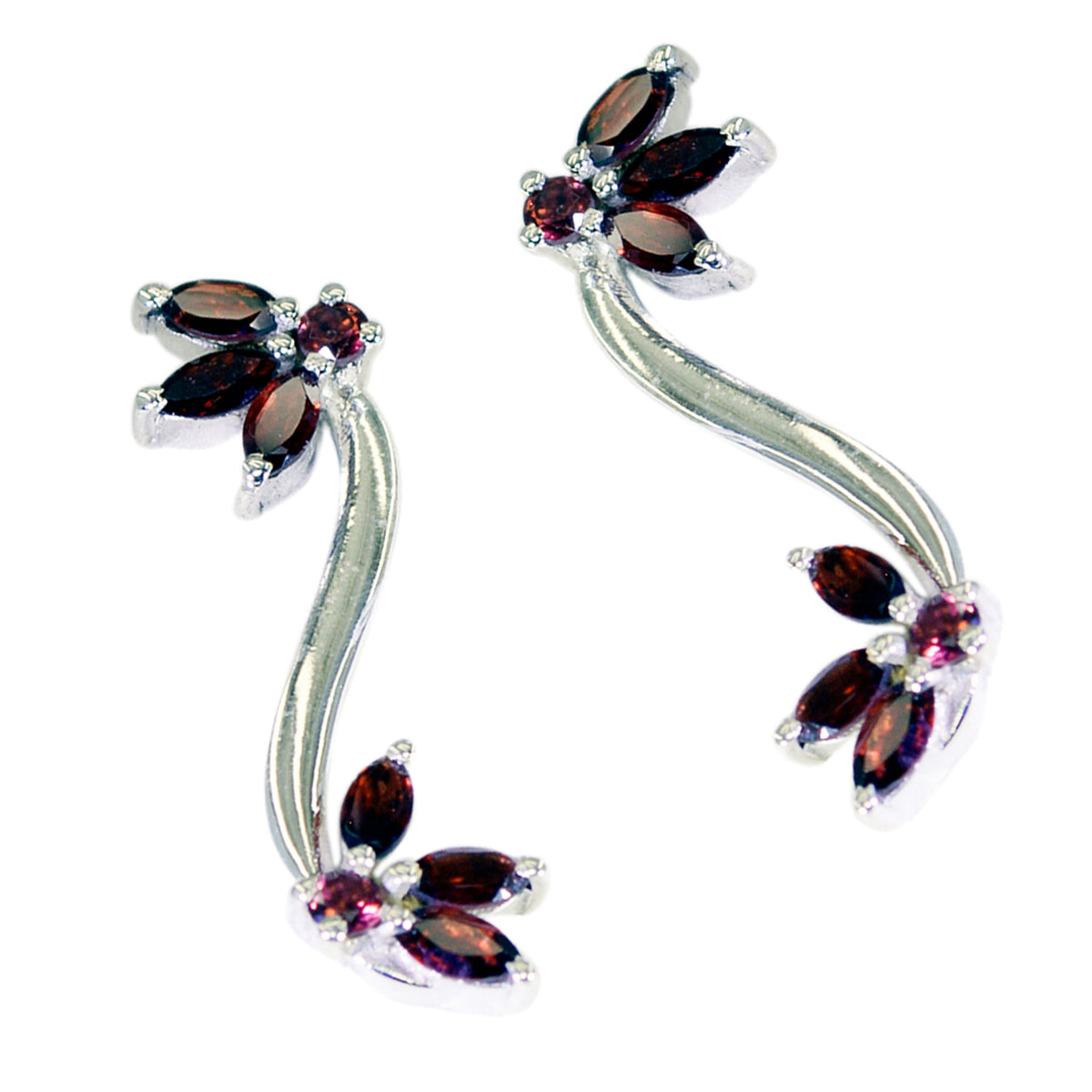 Garnet-Moroccan-Jia-multiple-Stud-Red-925-Sterling-Silver-Earring