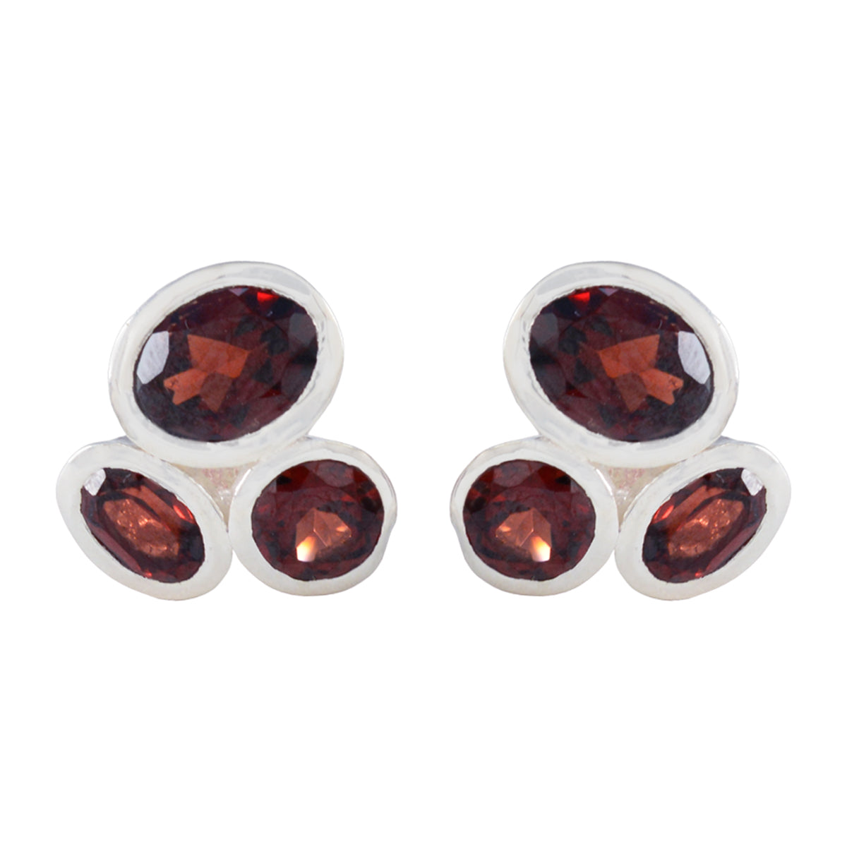 Garnet-Egyptian-Ji-eun-multiple-Stud-Red-92.5-Silver-Earring Imagen principal del producto