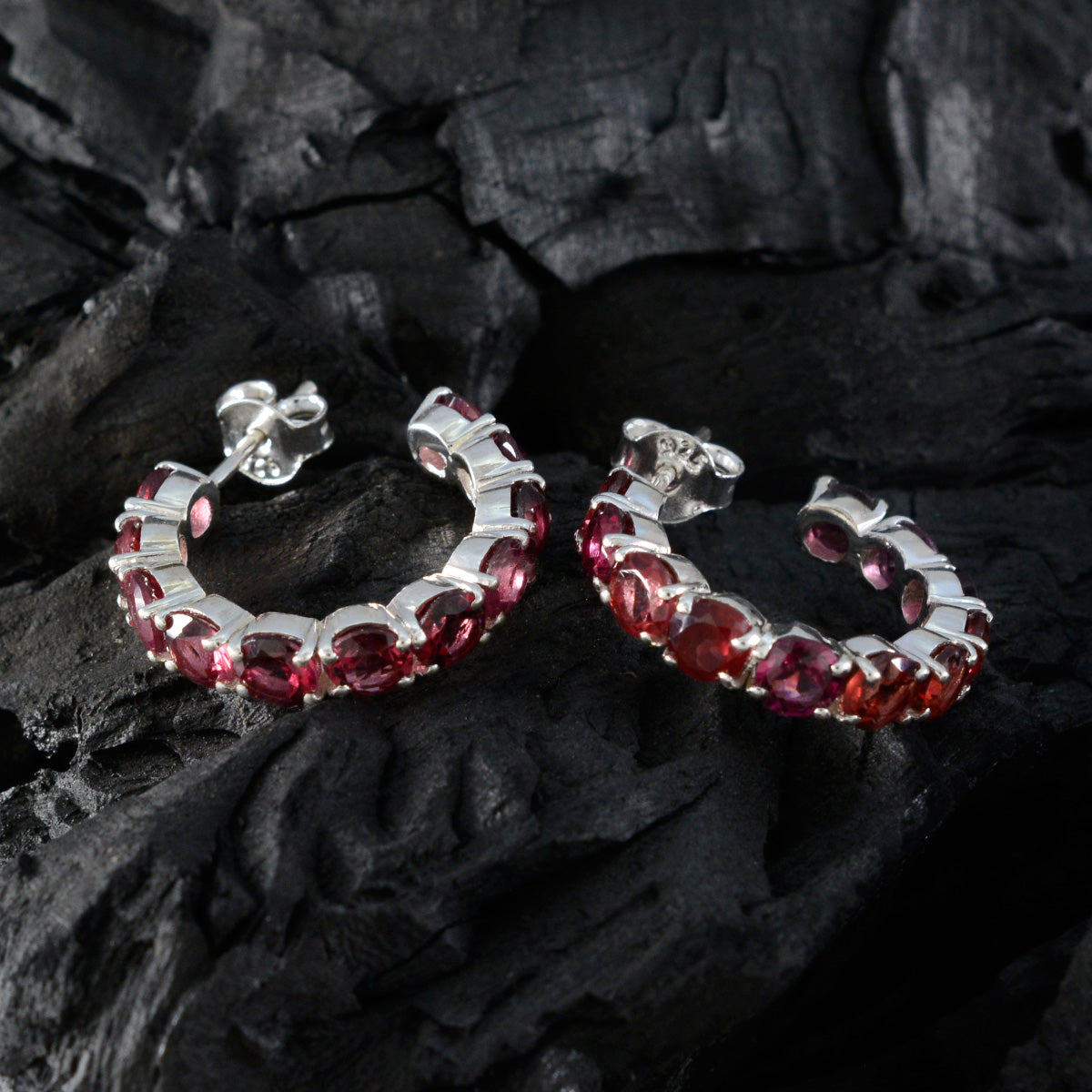Garnet-Russian-Gabriela-multiple-Stud-Red-92.5-Silver-Earring