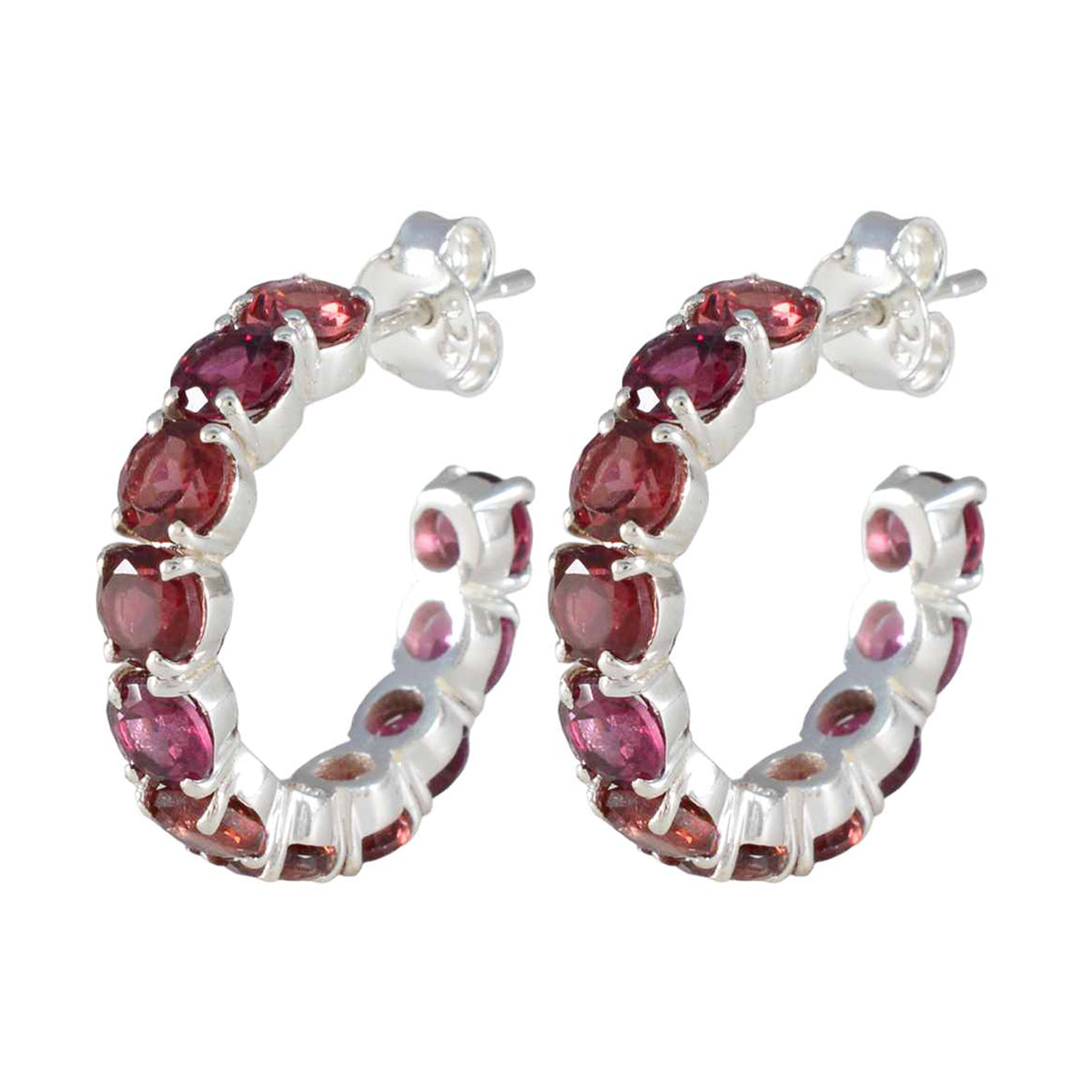 Garnet-Russian-Gabriela-multiple-Stud-Red-92.5-Silver-Earring