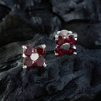 Garnet-American-Ivana-multiple-Stud-Red-Silver-Earring