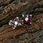Garnet-American-Ivana-multiple-Stud-Red-Silver-Earring