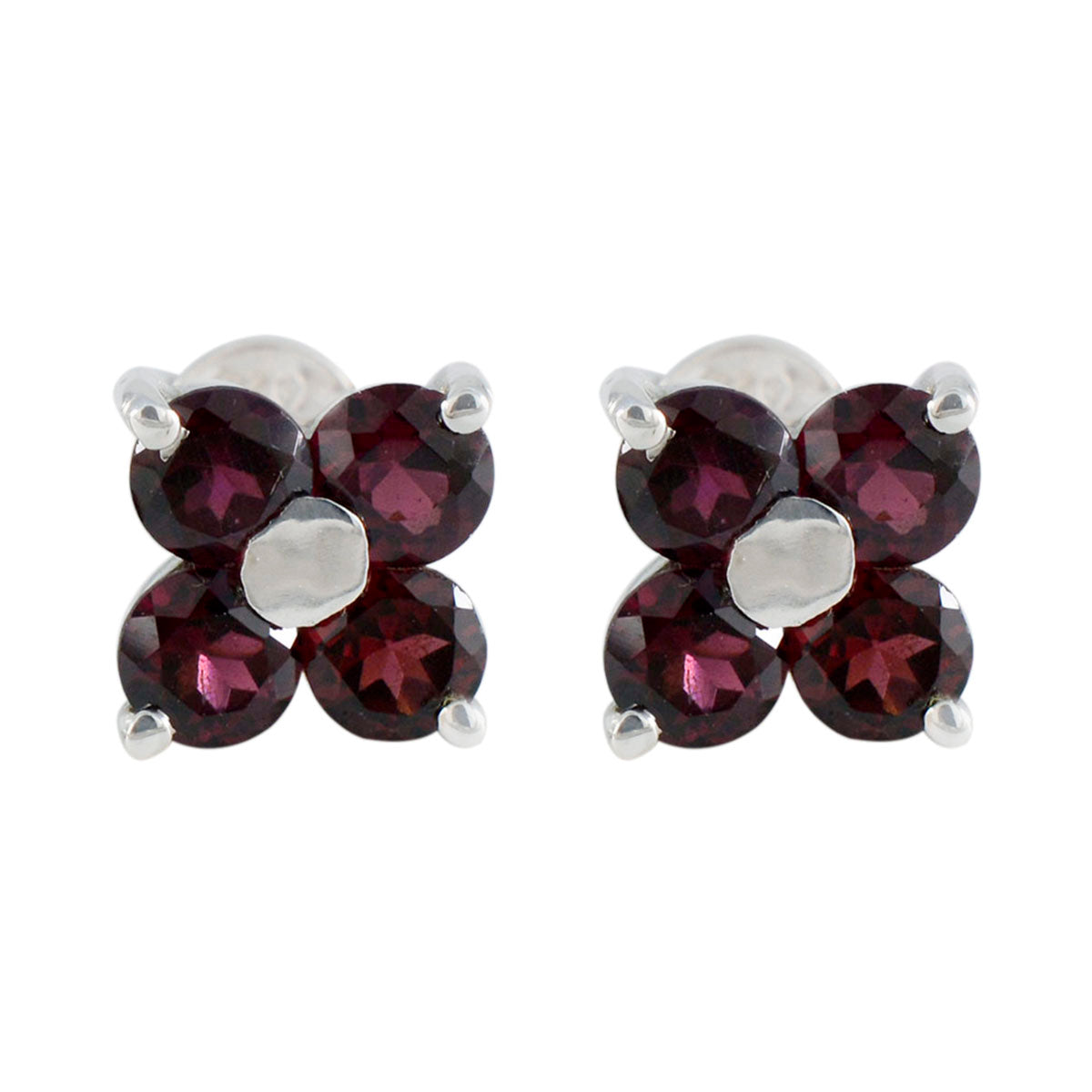 Garnet-American-Ivana-multiple-Stud-Red-Silver-Earring