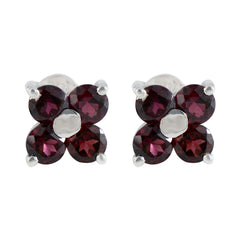 Garnet-American-Ivana-multiple-Stud-Red-Silver-Earring