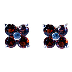 Garnet-American-Ivana-multiple-Stud-Red-Silver-Earring