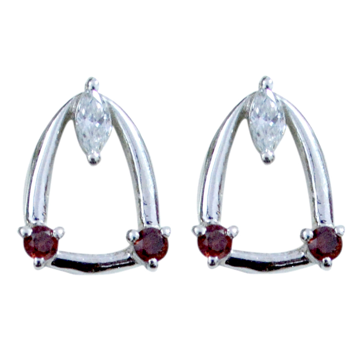 Garnet-Japanese-Milagros-multiple-Stud-Red-925-Silver-Earring