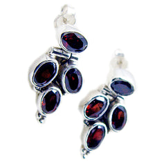 Garnet-Korean-Li-Lee-multiple-Stud-Red-925-Sterling-Silver-Earring