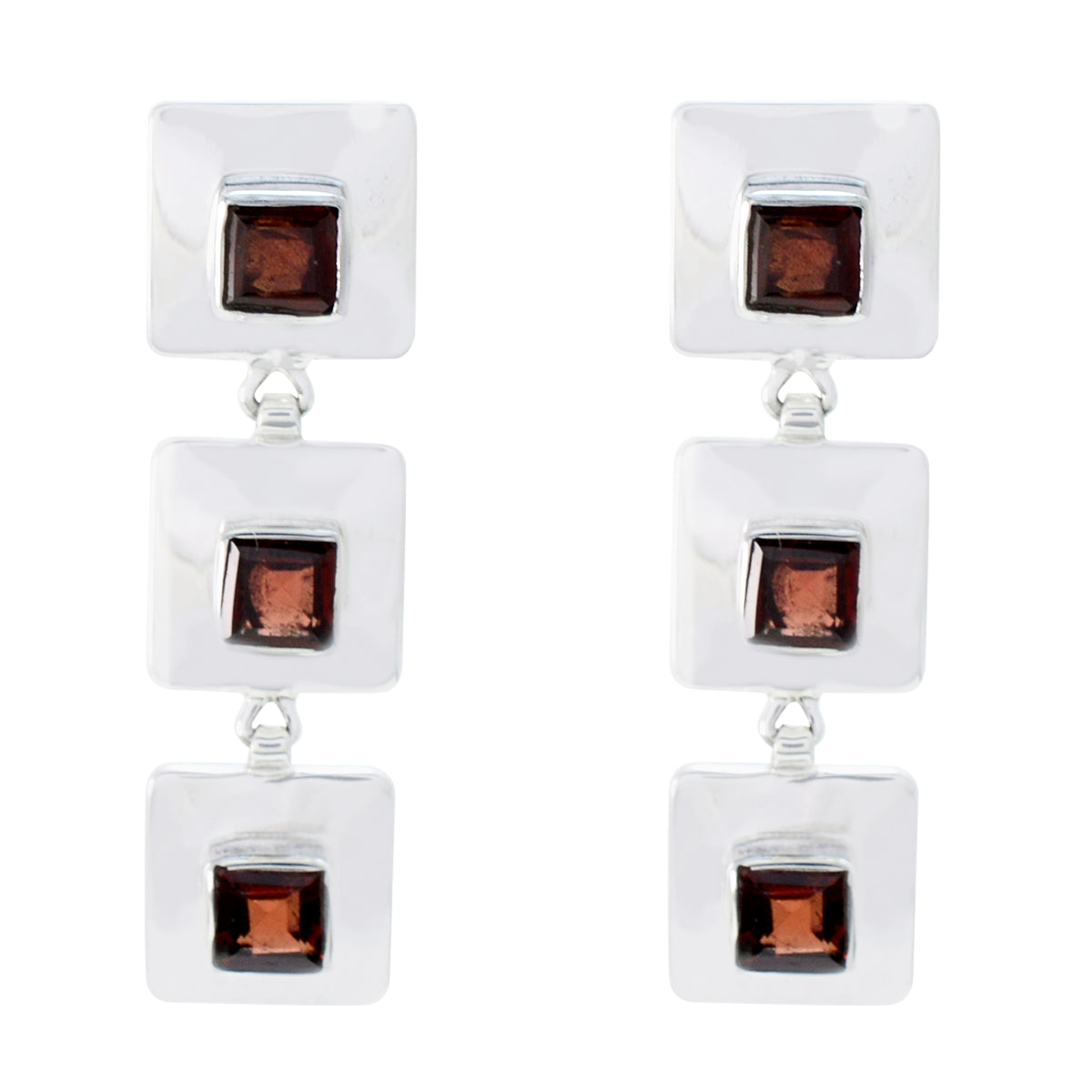Garnet-Italian-Nayara-multiple-Stud-Red-Sterling-Silver-Earring Hoofdafbeelding