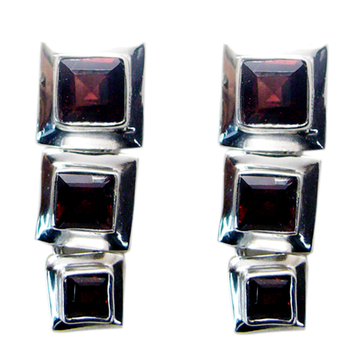 Garnet-Italian-Nayara-multiple-Stud-Red-Sterling-Silver-Earring