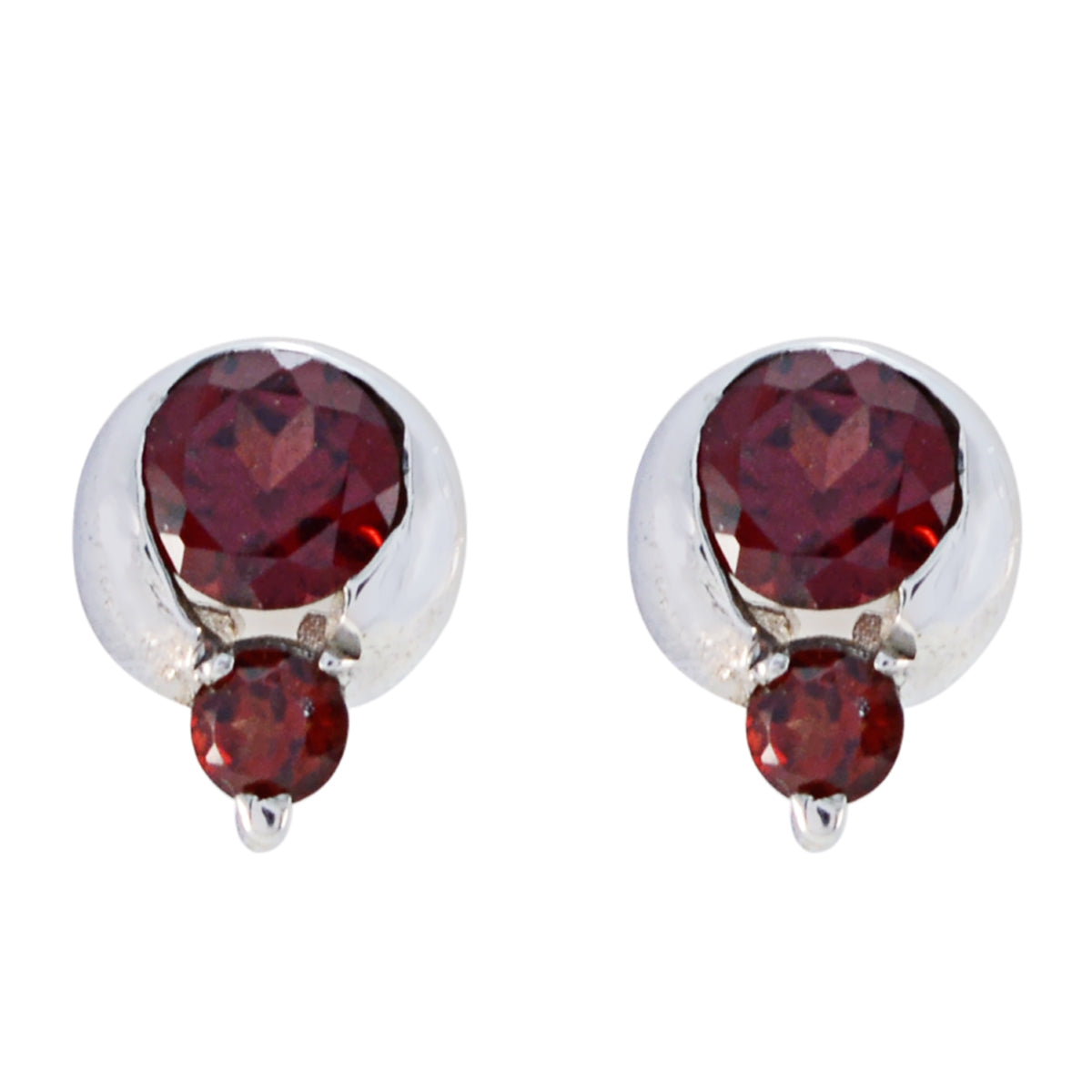 Garnet-Middle-Eastern-Noelia-multiple-Stud-Red-Silver-Earring Huvudsaklig produktbild