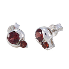 Garnet-Middle-Eastern-Noelia-multiple-Stud-Red-Silver-Earring