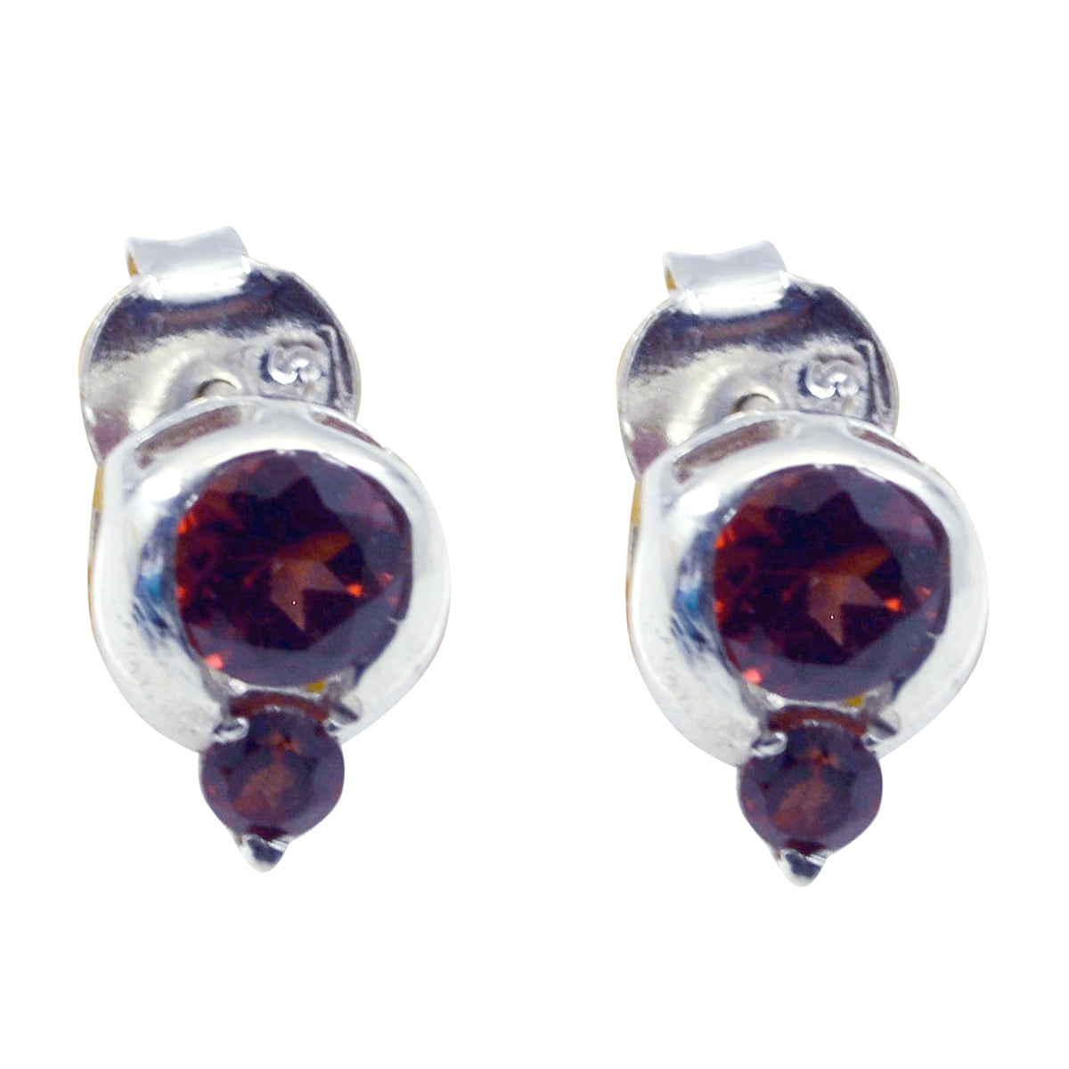 Garnet-Middle-Eastern-Noelia-multiple-Stud-Red-Silver-Earring