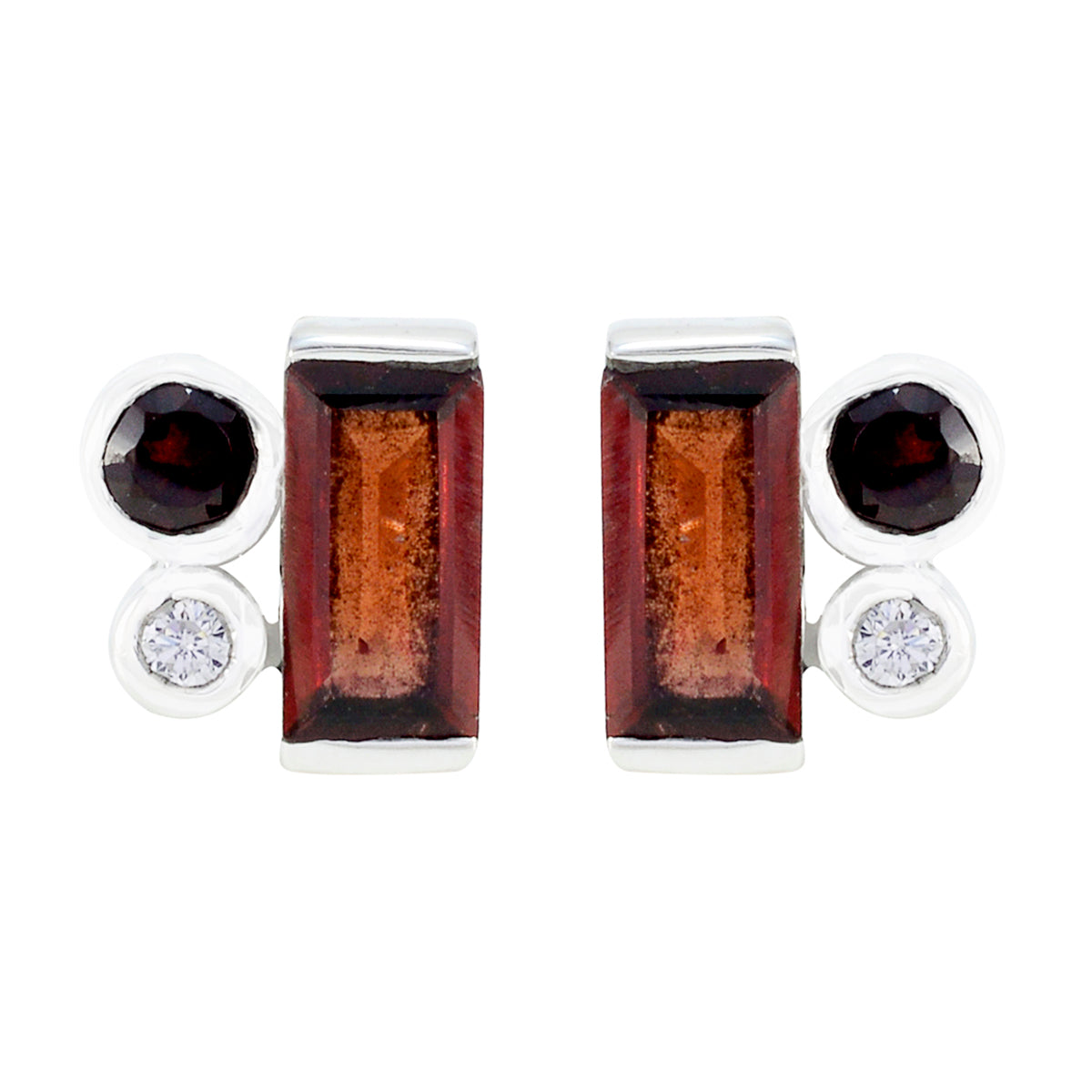 Garnet-Spanish-Pilar-multiple-Stud-Red-Silver-Earring Hoofdafbeelding