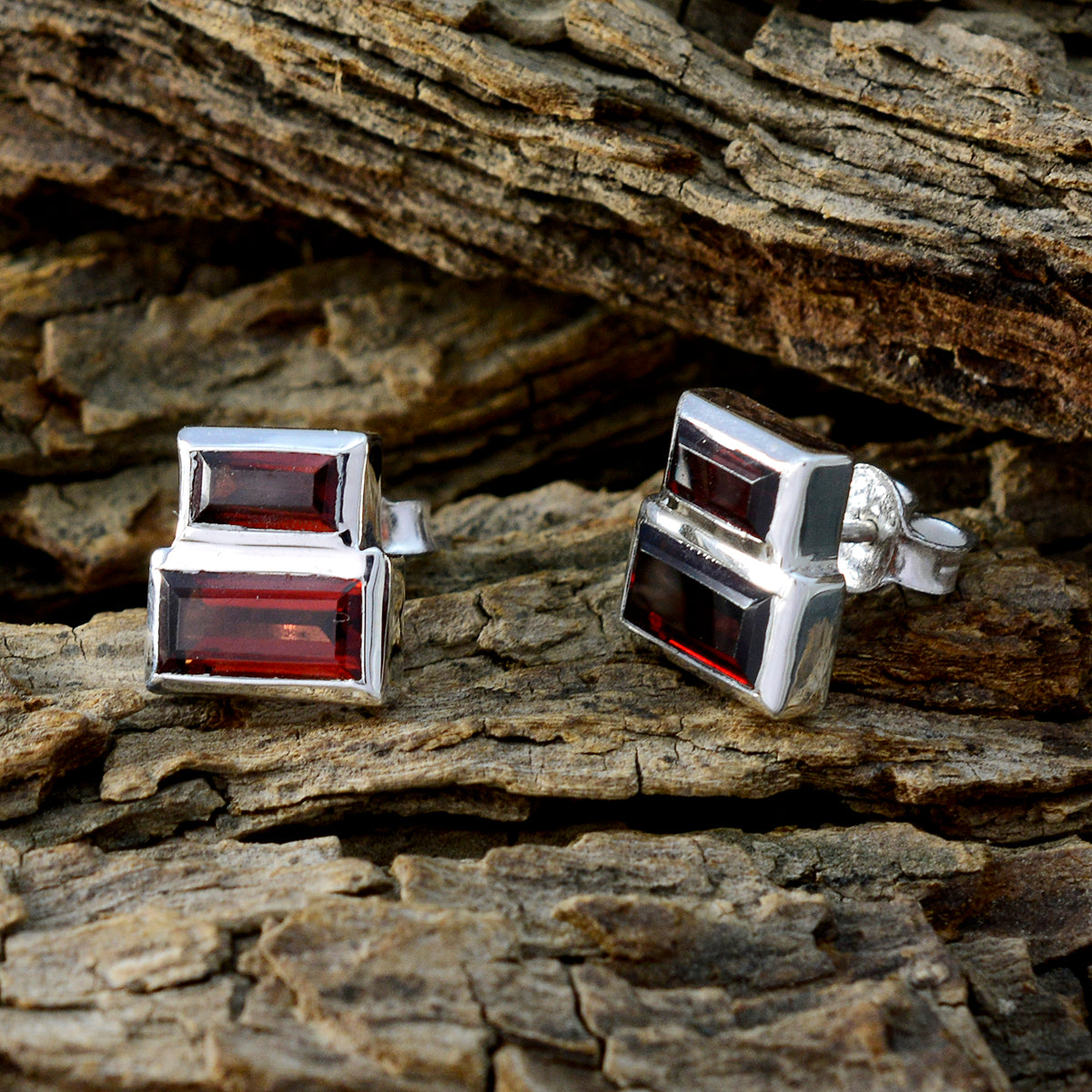 Garnet-French-Renata-multiple-Stud-Red-925-Sterling-Silver-Earring
