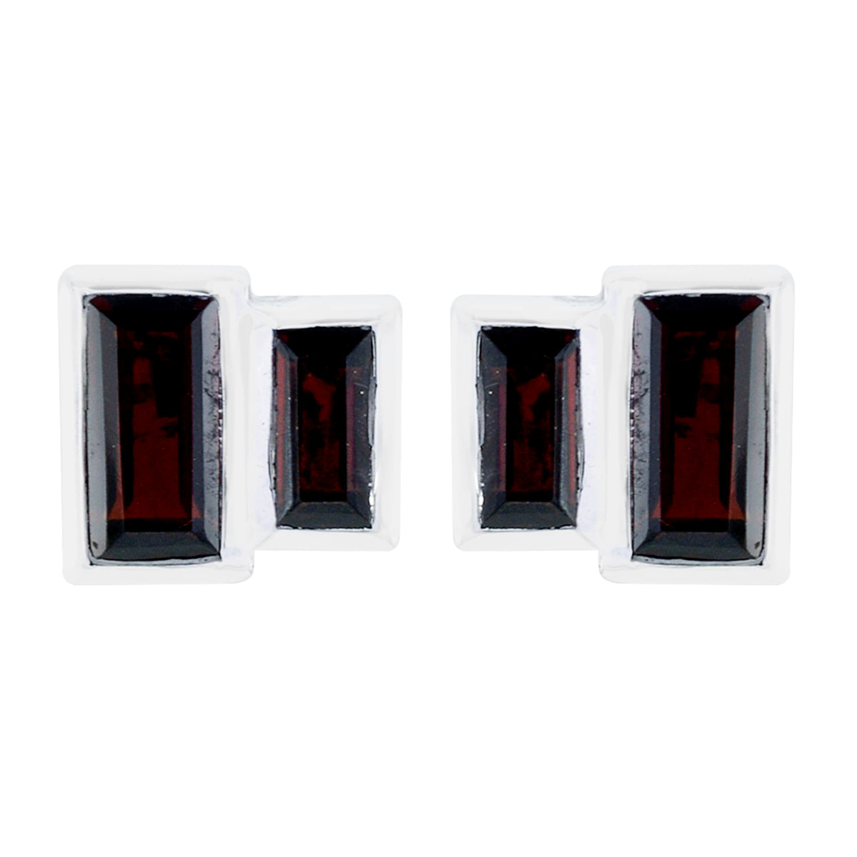 Garnet-French-Renata-multiple-Stud-Red-925-Sterling-Silver-Earring Immagine principale del prodotto