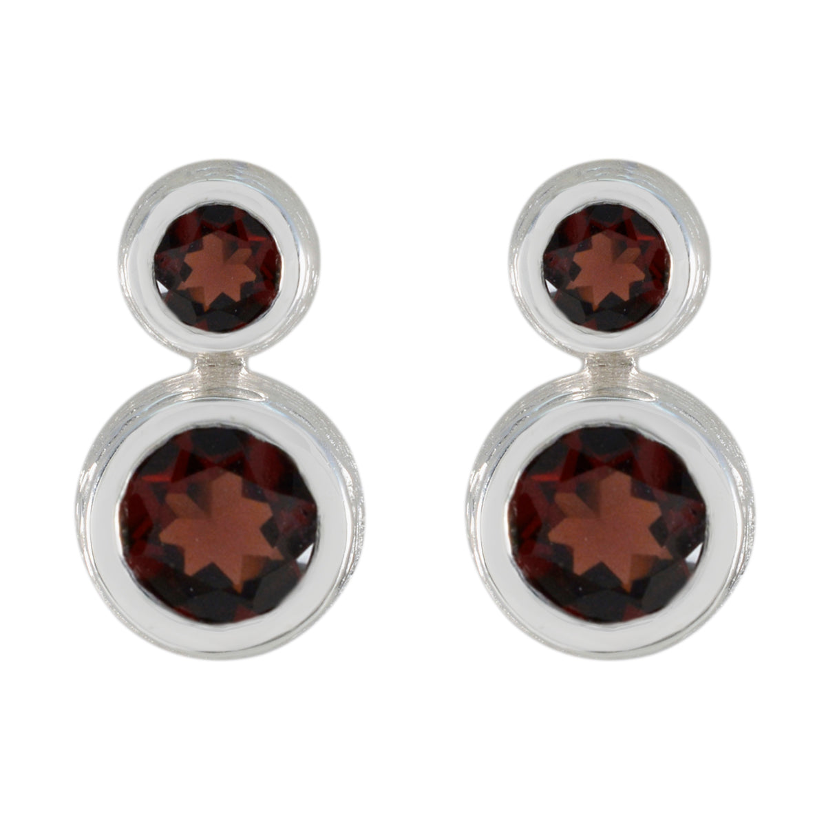 Garnet-Korean-Elena-Toi-et-Moi-Stud-Red-92.5-Silver-Earring Image principale du produit