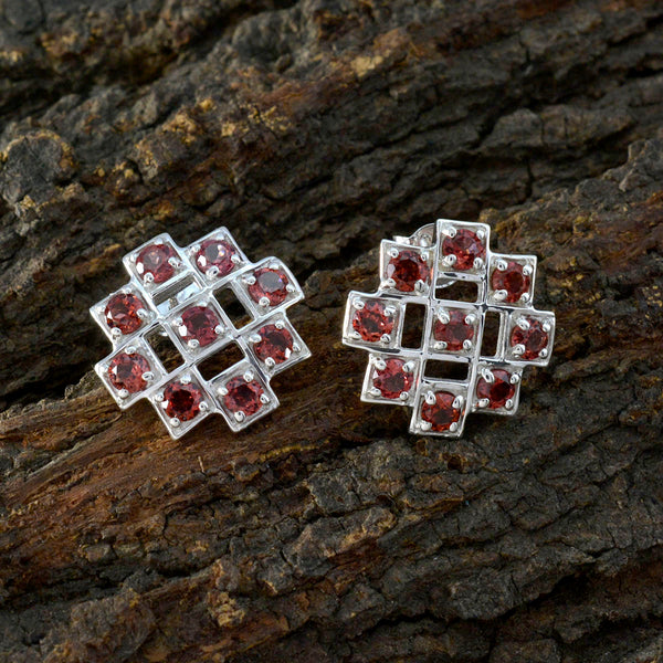 Garnet-Latin-American-Evelyn-multiple-Stud-Red-Sterling-Silver-Earring