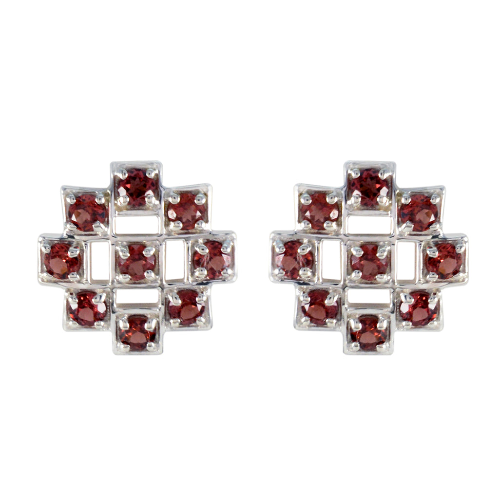 Garnet-Latin-American-Evelyn-multiple-Stud-Red-Sterling-Silver-Earring