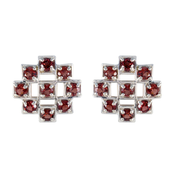 Garnet-Latin-American-Evelyn-multiple-Stud-Red-Sterling-Silver-Earring