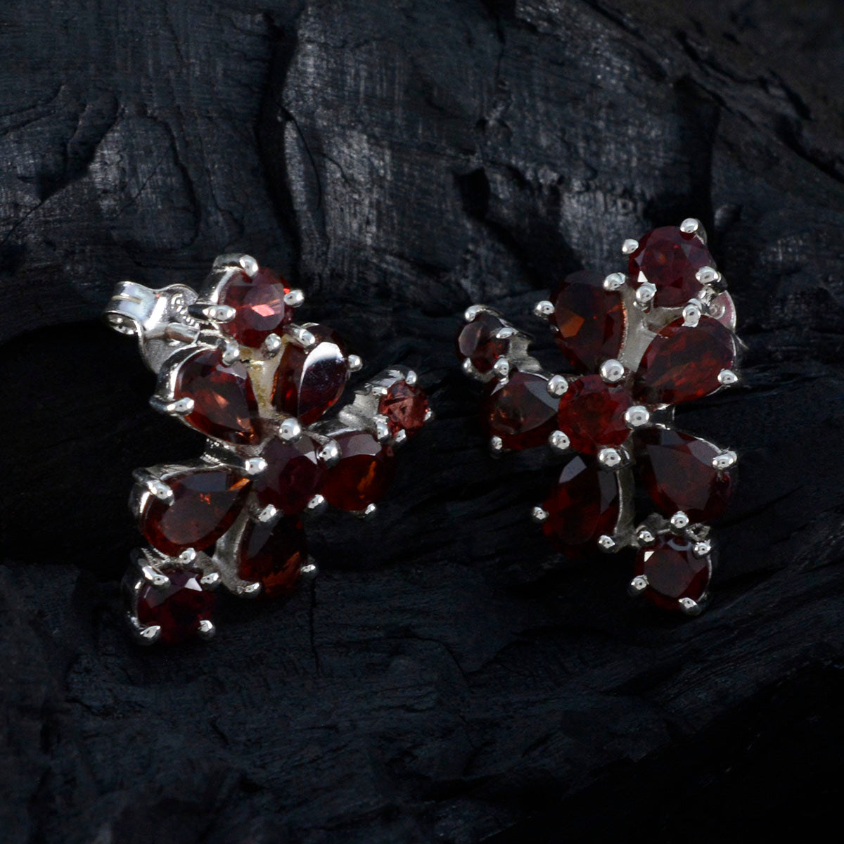 Garnet-Russian-Grace-multiple-Stud-Red-Silver-Earring
