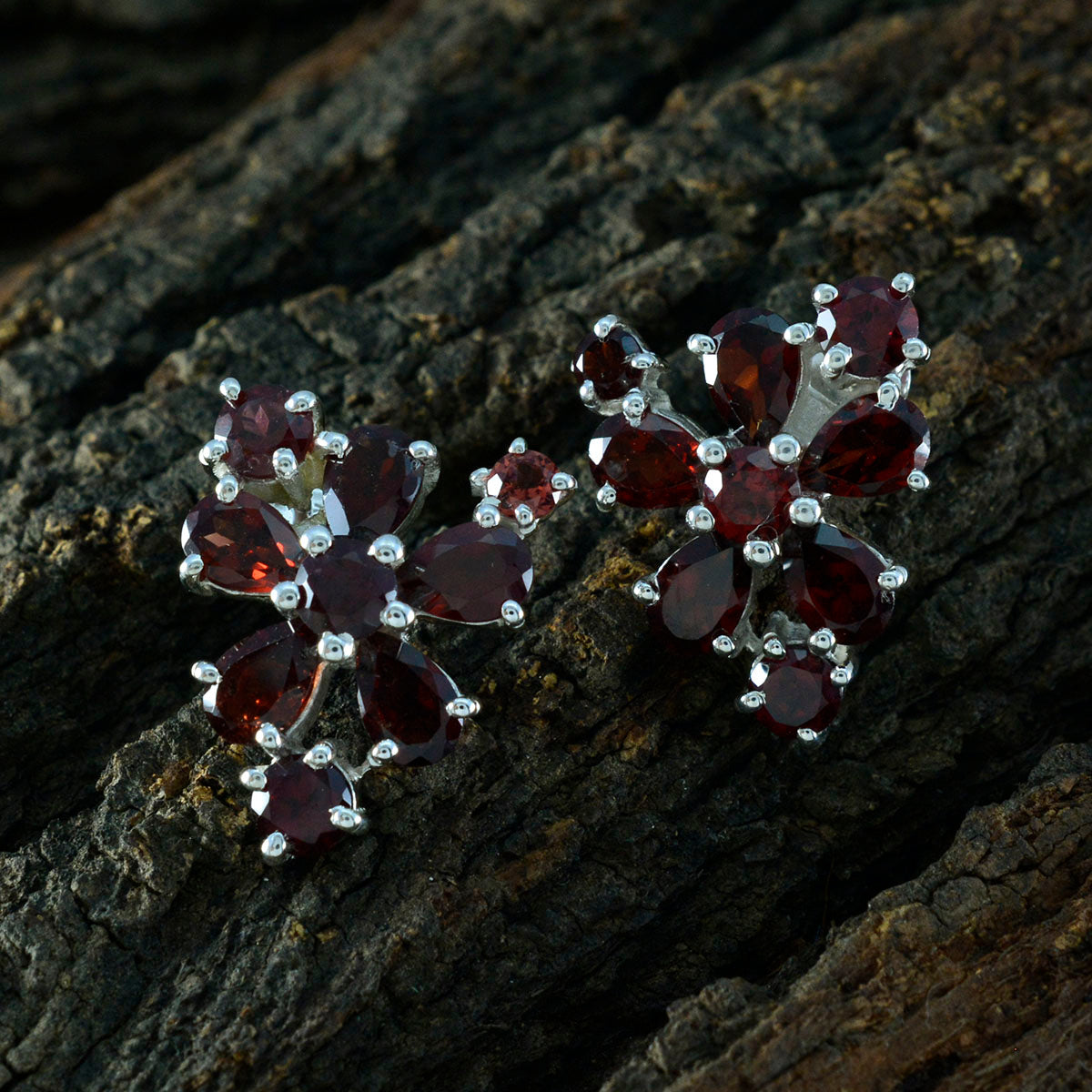 Garnet-Russian-Grace-multiple-Stud-Red-Silver-Earring