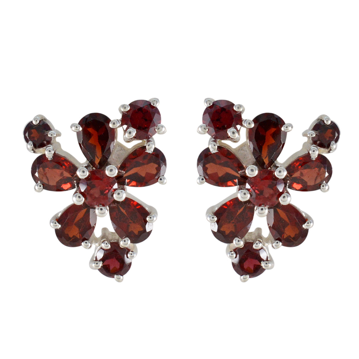 Garnet-Russian-Grace-multiple-Stud-Red-Silver-Earring
