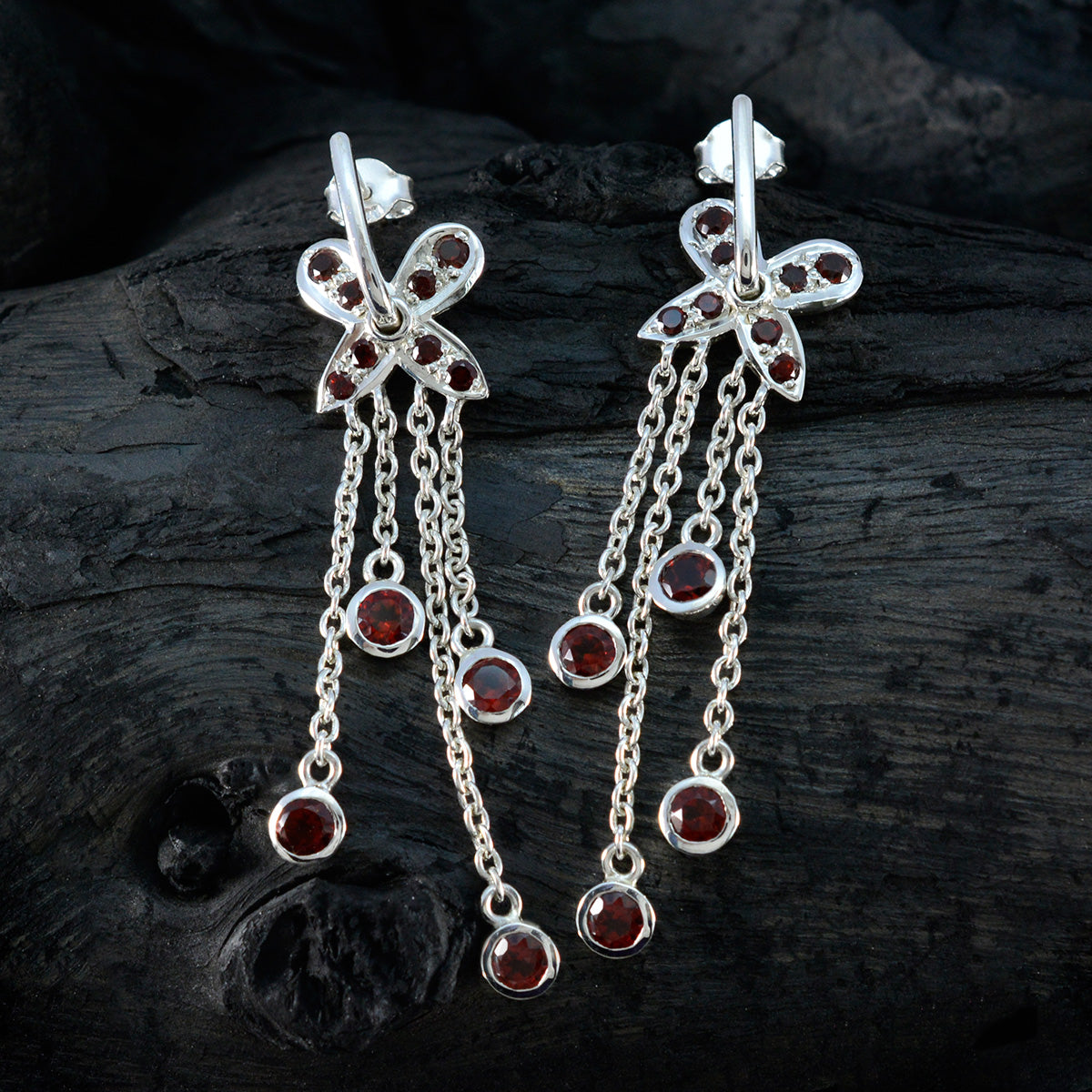 Garnet-Turkish-Bella-multiple-Stud-Red-92.5-Silver-Earring