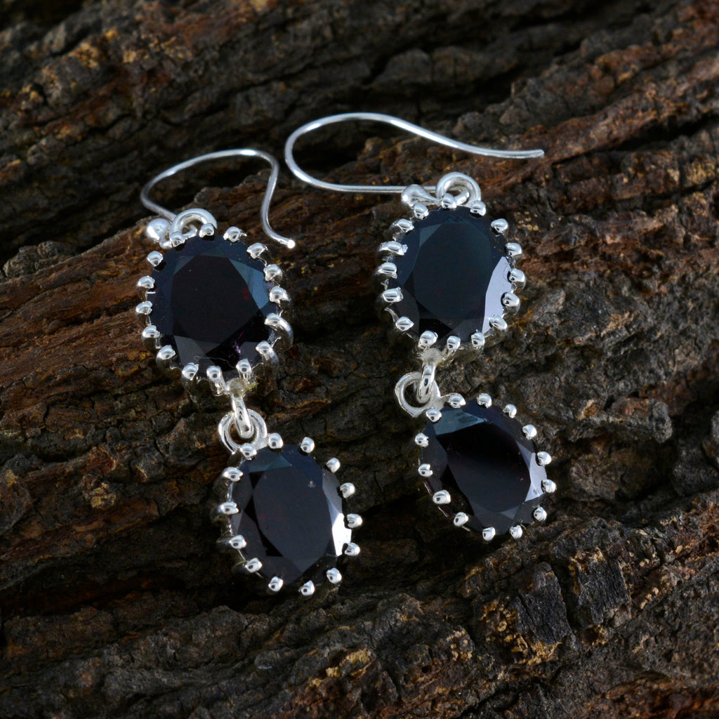 Garnet-Korean-Layla-Toi-et-Moi-Dangle-Red-Silver-Earring