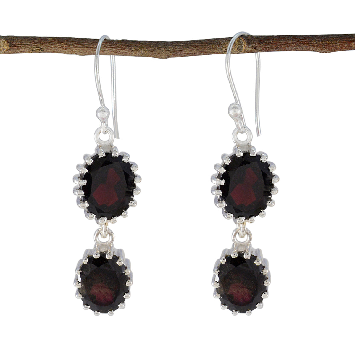 Garnet-Korean-Layla-Toi-et-Moi-Dangle-Red-Silver-Earring