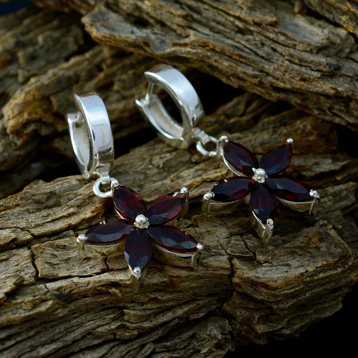 Garnet-American-Lourdes-multiple-Dangle-Red-925-Sterling-Silver-Earring