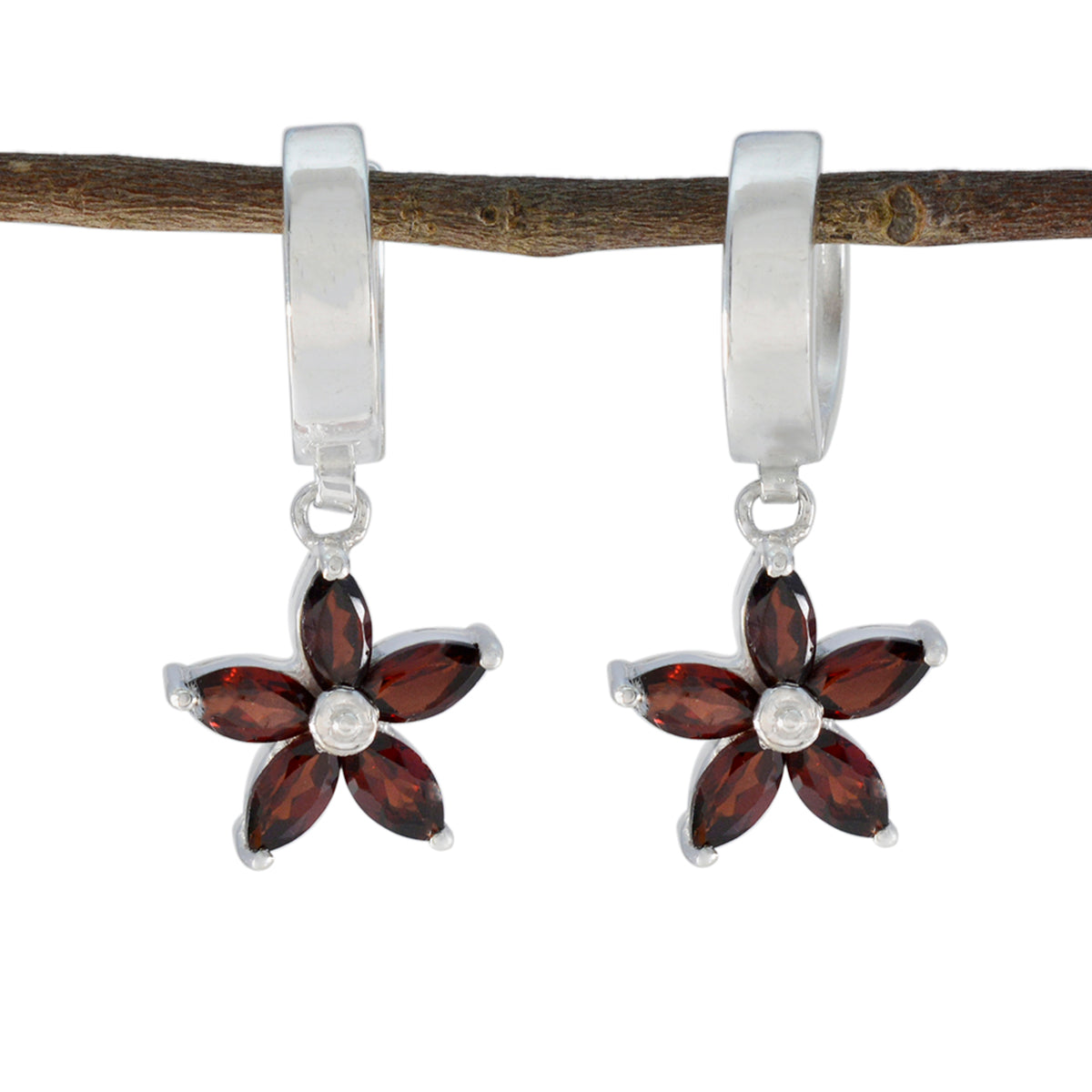 Garnet-American-Lourdes-multiple-Dangle-Red-925-Sterling-Silver-Earring