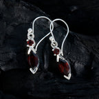 Garnet-Latin-American-Marie-Toi-et-Moi-Dangle-Red-Silver-Earring
