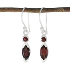 Garnet-Latin-American-Marie-Toi-et-Moi-Dangle-Red-Silver-Earring