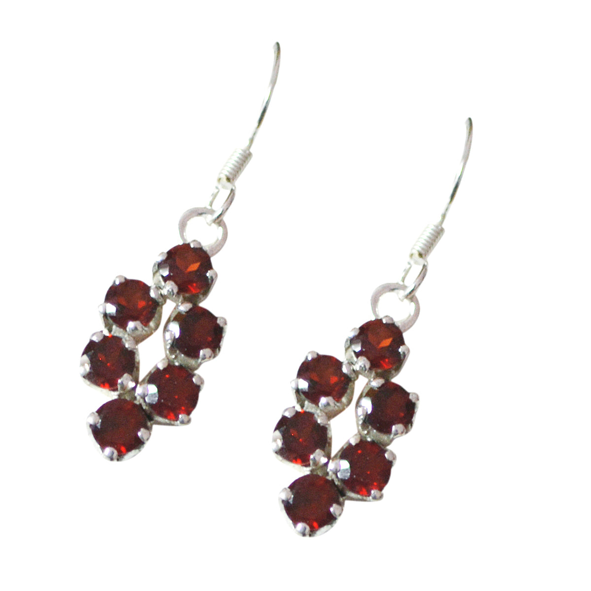 Orecchini pendenti multipli in argento sterling rosso con granato australiano Rina Immagine secondaria del prodotto