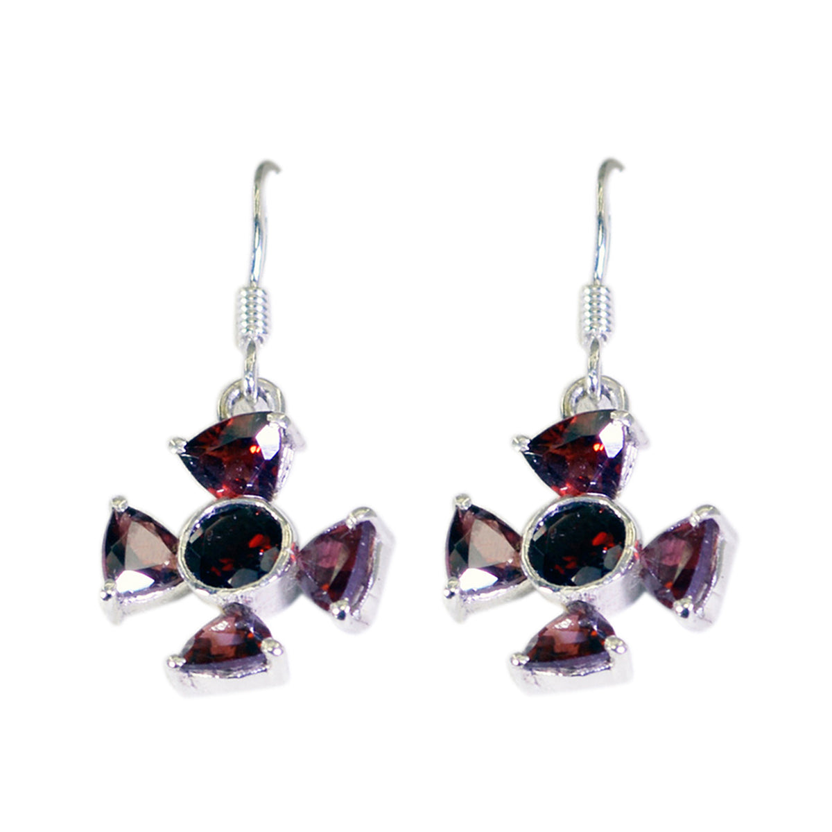 Garnet-Spanish-Sakura-multiple-Dangle-Red-925-Silver-Earring メイン画像