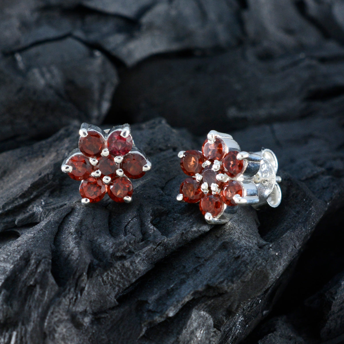 Garnet-Egyptian-Valentina-multiple-Stud-Red-925-Sterling-Silver-Earring