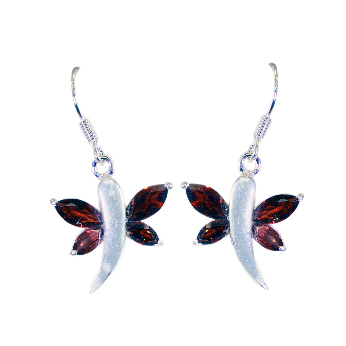 Garnet-French-Victoria-multiple-Dangle-Red-92.5-Silver-Earring