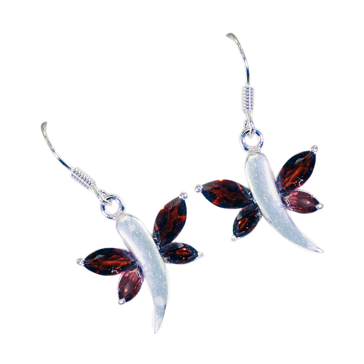 Garnet-French-Victoria-multiple-Dangle-Red-92.5-Silver-Earring