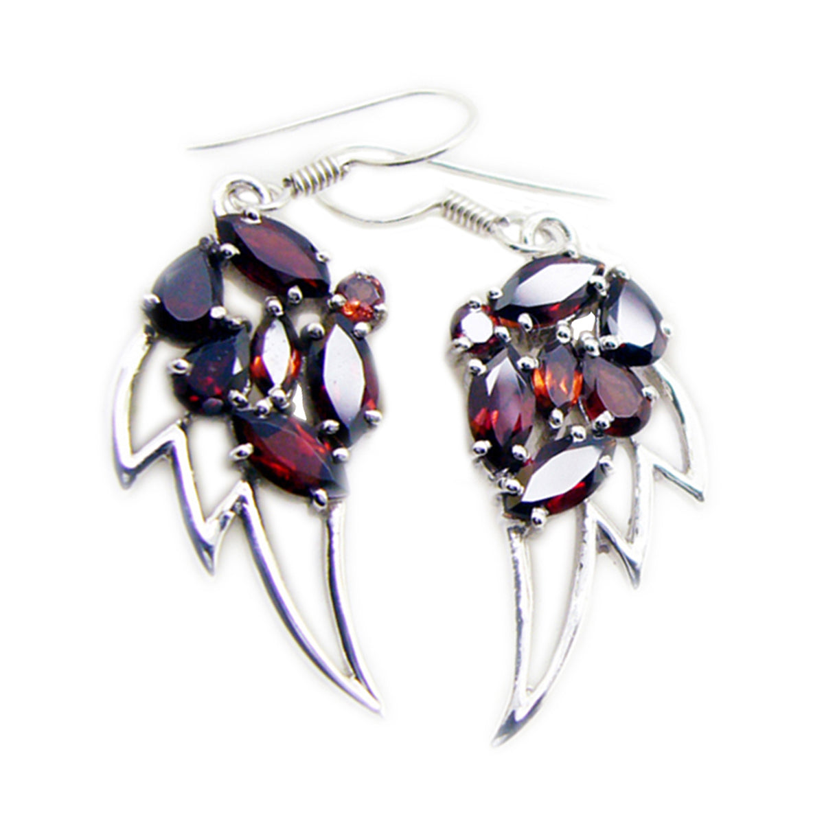 Garnet-Russian-Addison-multiple-Dangle-Red-Sterling-Silver-Earring メイン画像