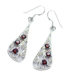 Garnet-Latin-American-Seo-yeon-multiple-Dangle-Red-925-Sterling-Silver-Earring