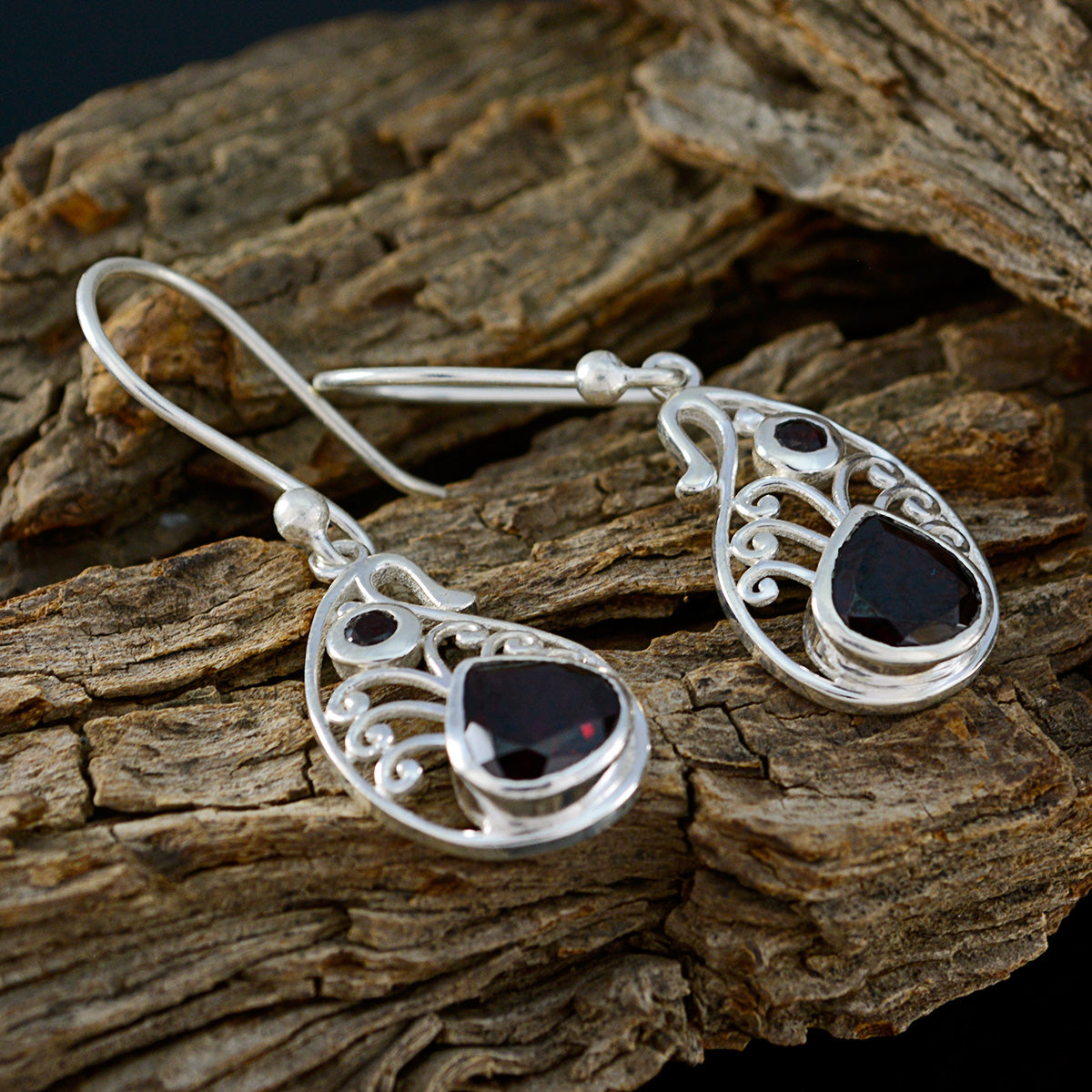 Garnet-Italian-Chloe-multiple-Dangle-Red-Sterling-Silver-Earring