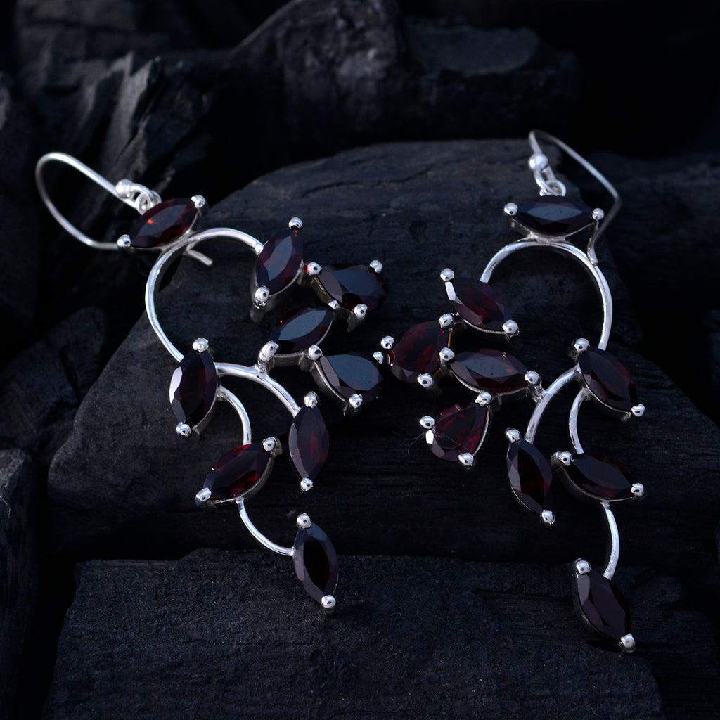 Garnet-Latin-American-Eliza-multiple-Dangle-Red-Sterling-Silver-Earring