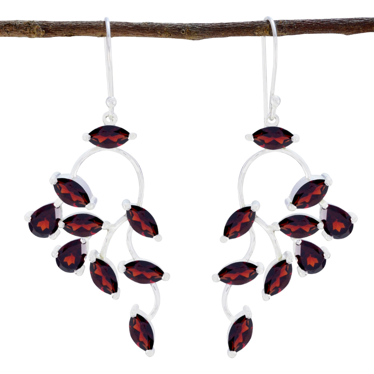 Garnet-Latin-American-Eliza-multiple-Dangle-Red-Sterling-Silver-Earring Главное изображение товара