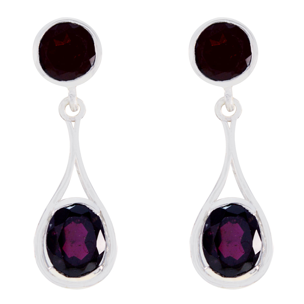 Garnet-Spanish-Harper-multiple-Stud-Red-Silver-Earring Imagen principal del producto