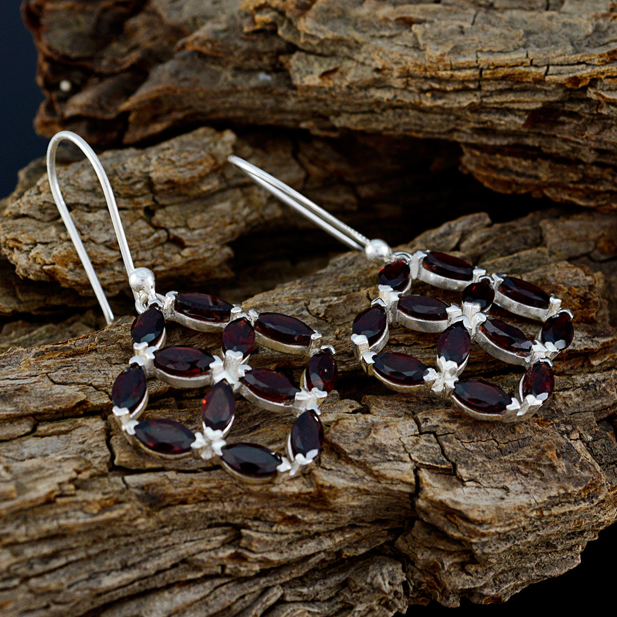 Garnet-Middle-Eastern-Elena-multiple-Dangle-Red-Sterling-Silver-Earring