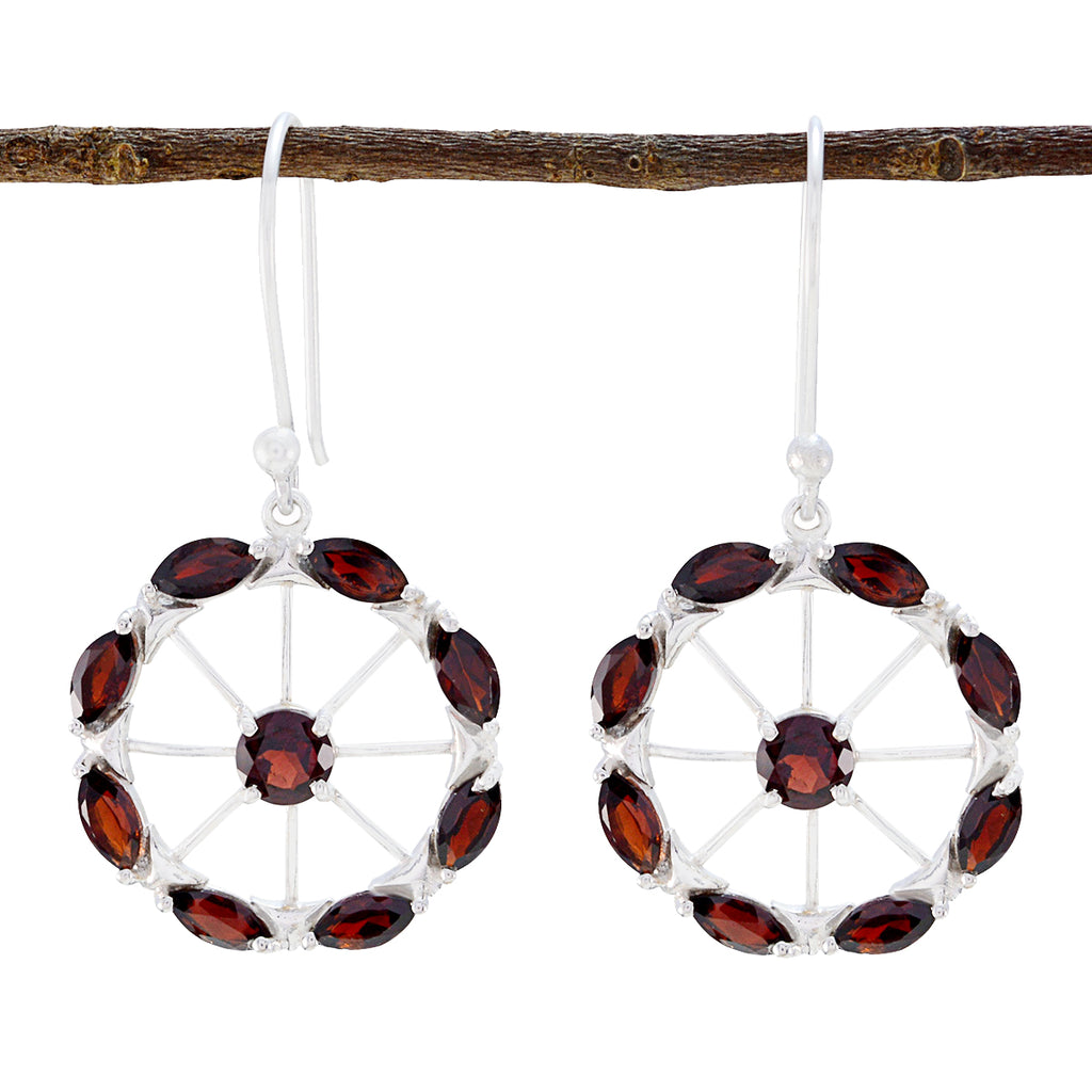 Garnet-Moroccan-Isabella-multiple-Dangle-Red-Silver-Earring